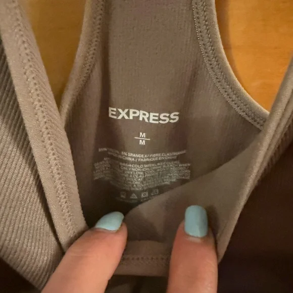 Express Ribbed Racerback Tank in Taupe - Picture 2 of 3